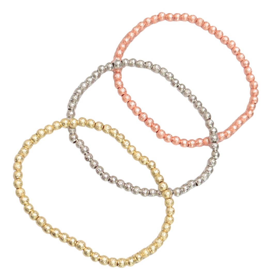 FIN DE SEMANA DIAMANTADO TRICOLOR | 3 Pulseras elásticas - Talla: ch / m | Acero esmaltado