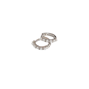 FINIS CON PERLAS   |    Aretes huggies tipo arracadas - Chicas   |    Laminado en rodio