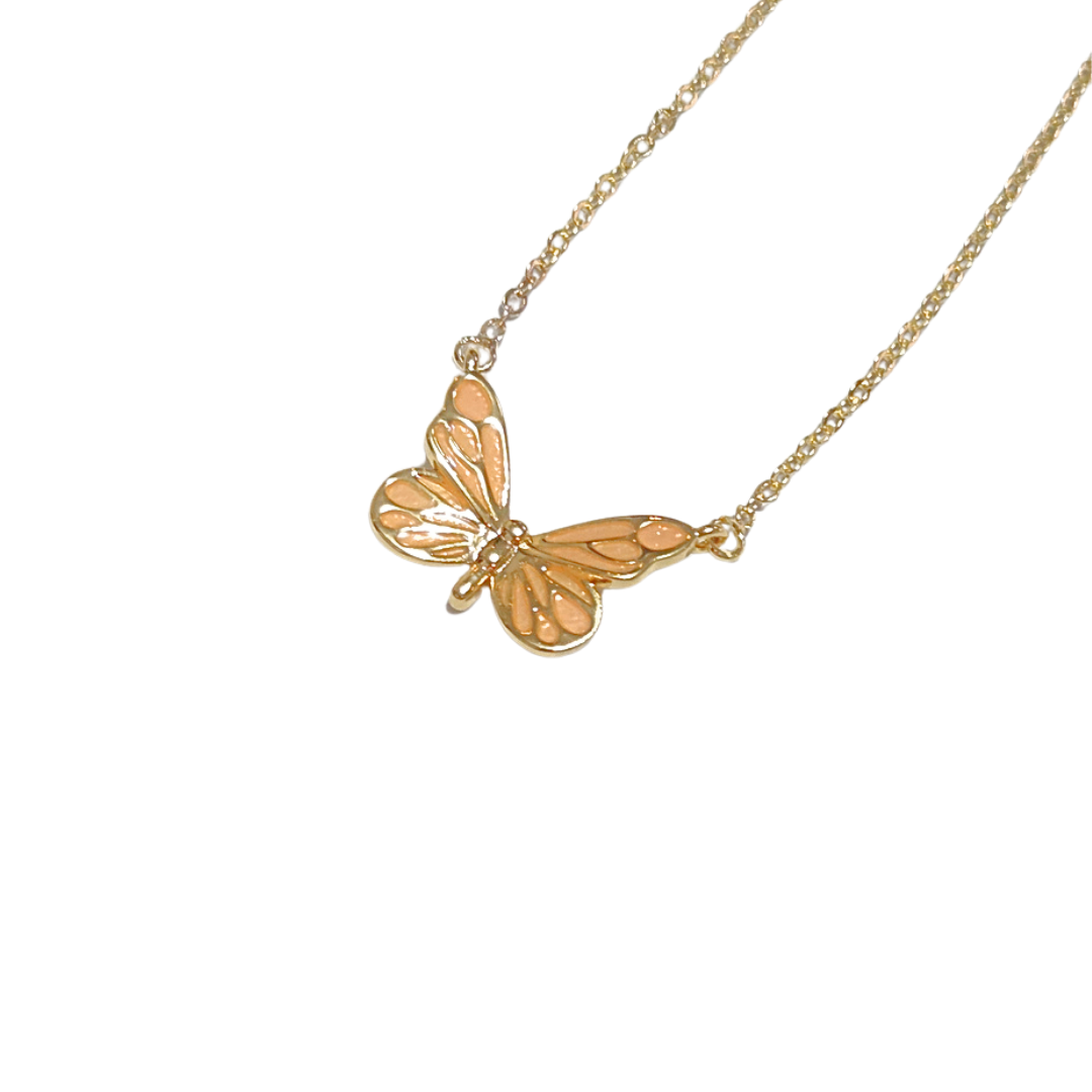 MARIPOSA MONARCA | Collar corto y delgado con dije mediano - 45 cm de largo + 5 cm de extensor | Laminado en oro - Imagen 2