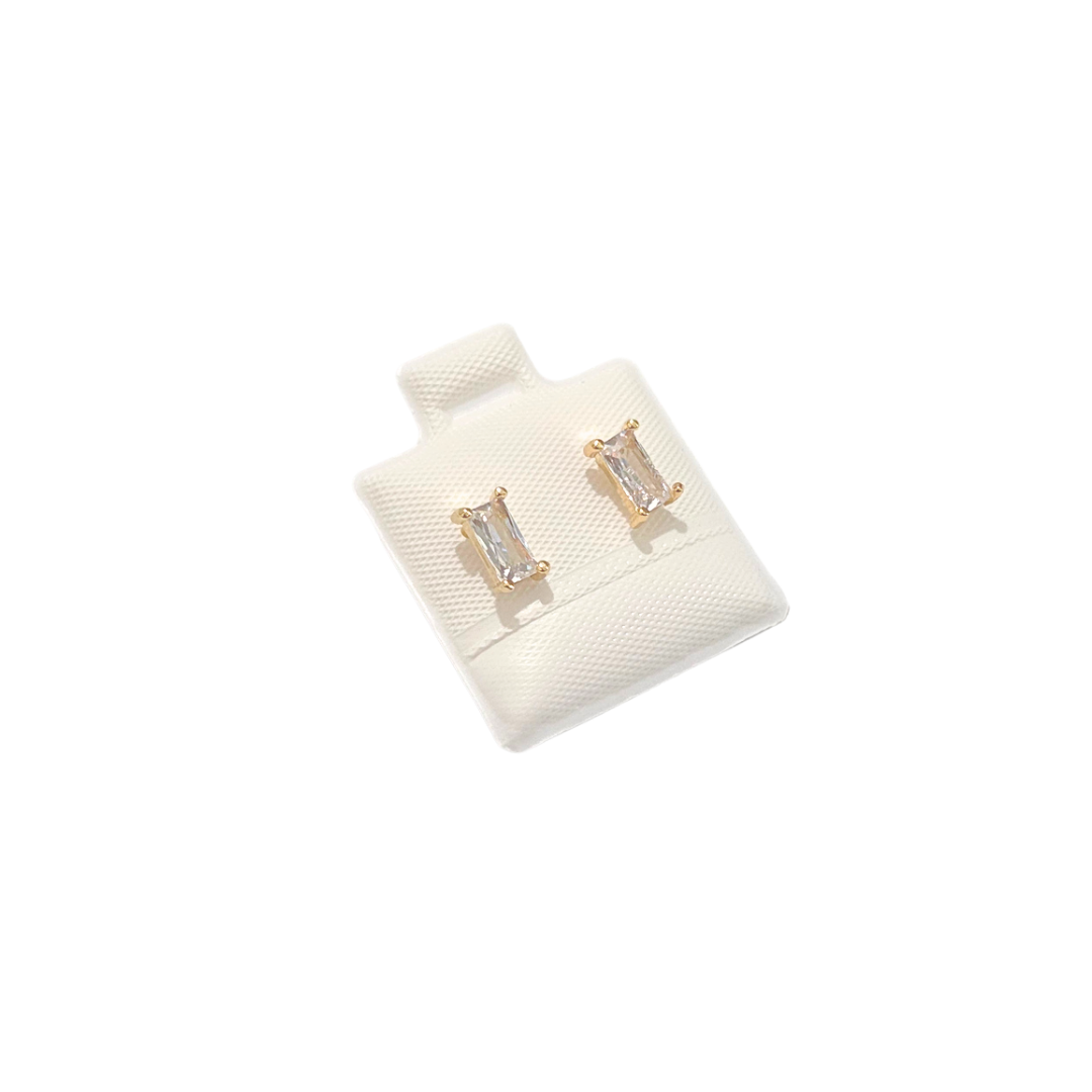 PIEDRAS ALARGADAS | Aretes tipo broquel - Chicos | Laminado en oro - Imagen 2