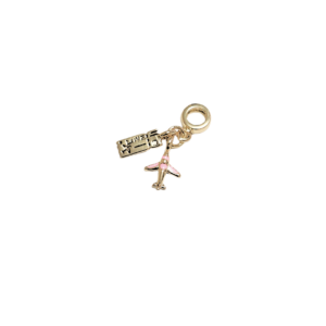 BOLETO Y AVIÓN VIAJERO | Charm - chico | Laminado en oro