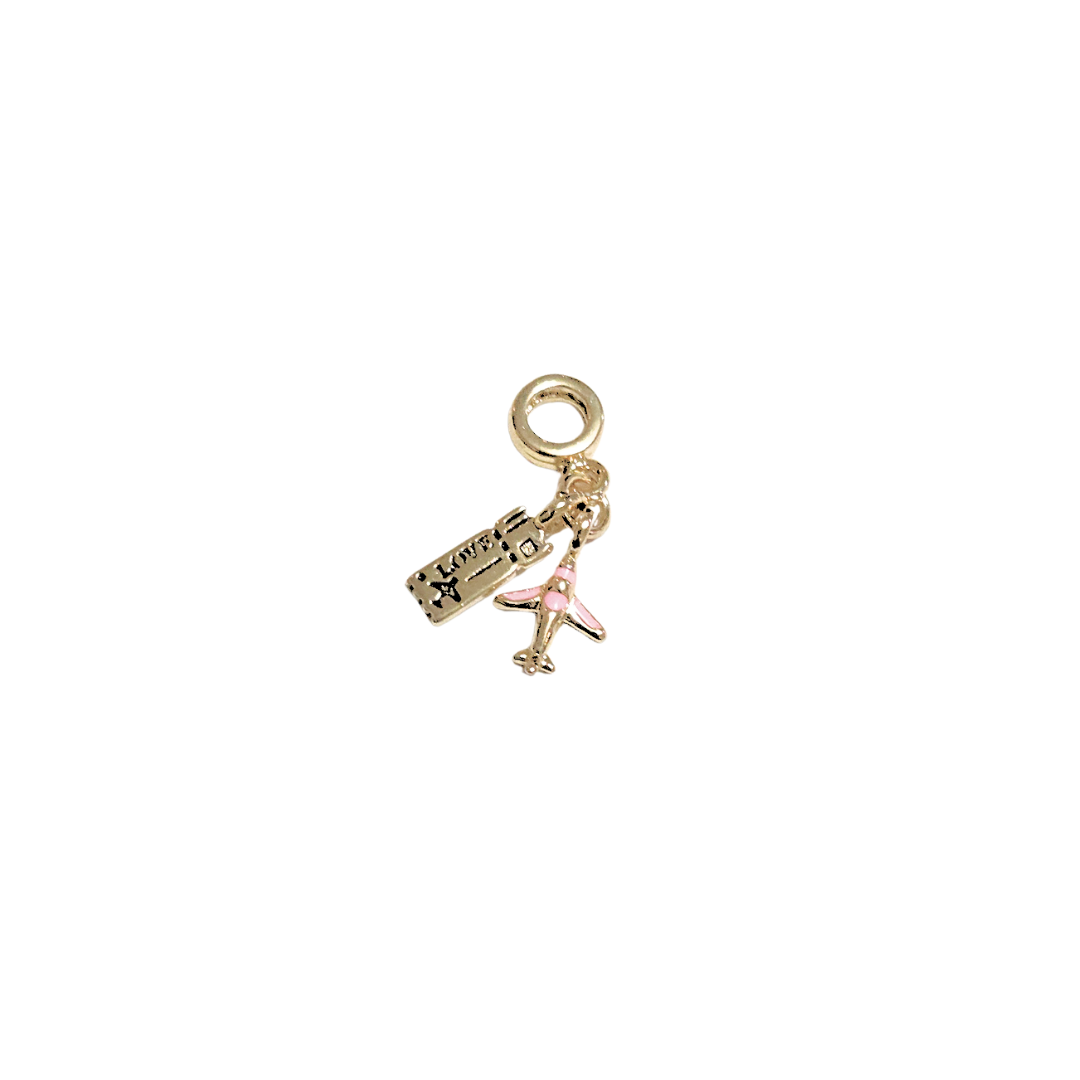 BOLETO Y AVIÓN VIAJERO | Charm - chico | Laminado en oro - Imagen 2