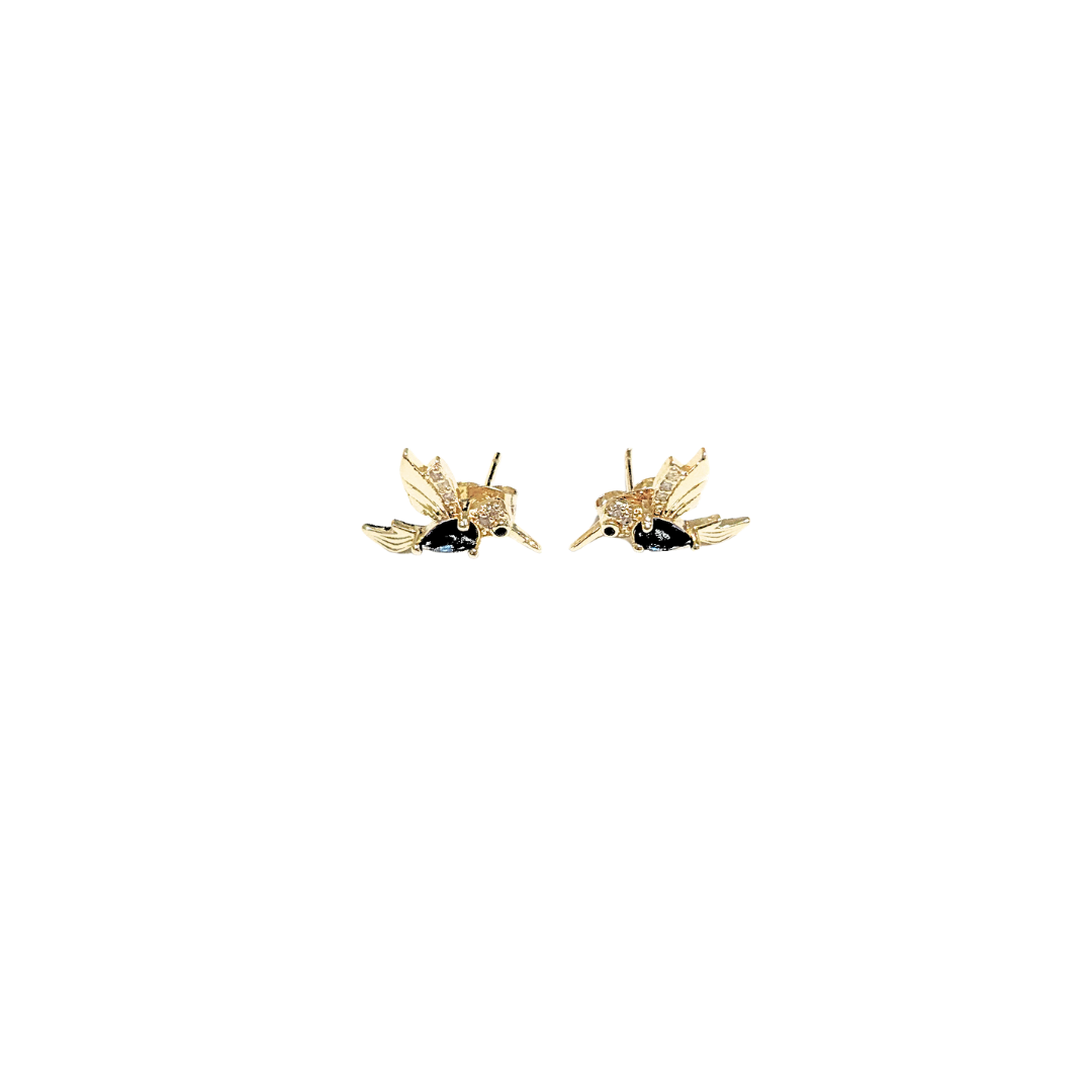 COLIBRÍES AZULES | Aretes - Chicos | Laminado en oro - Imagen 2