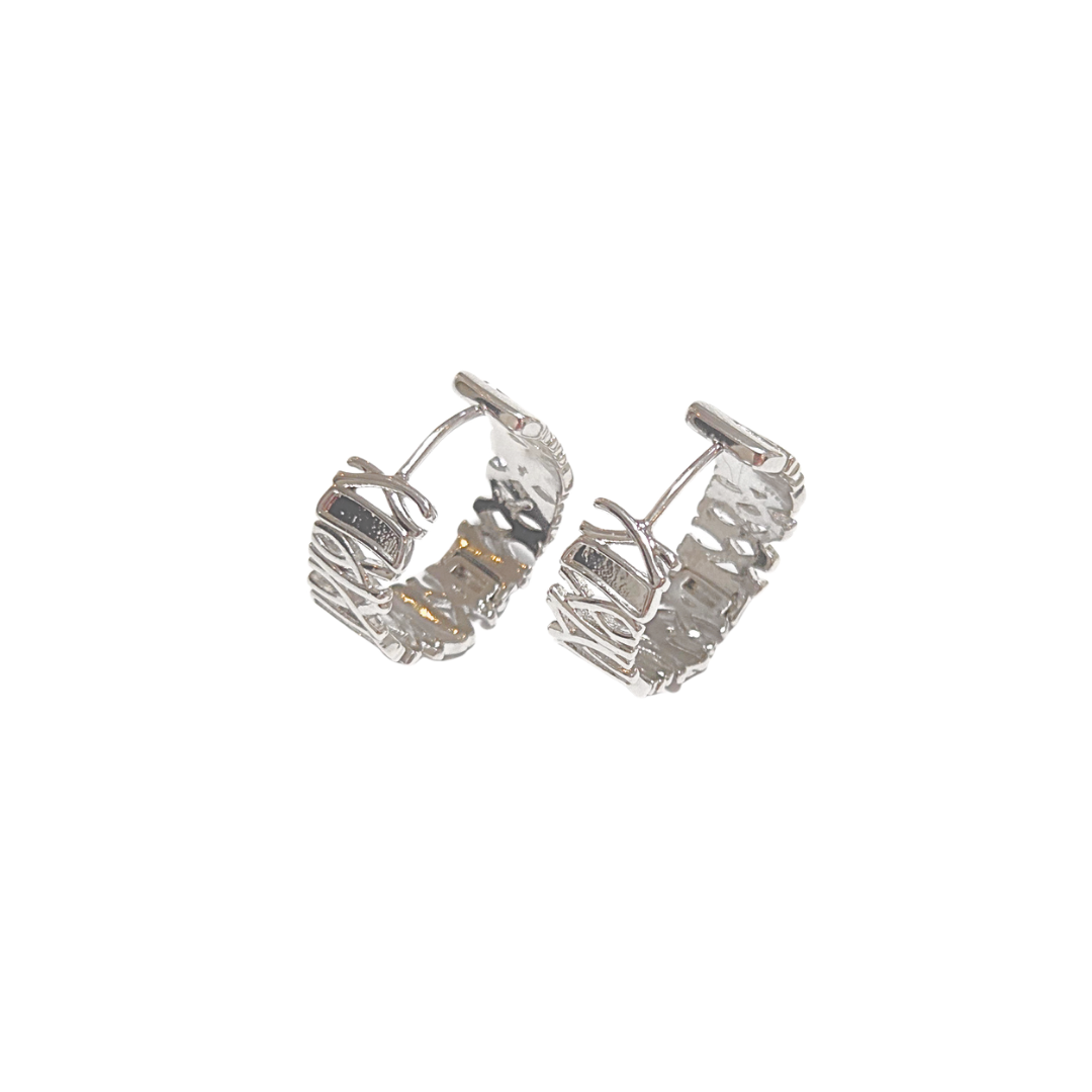 CRUZADITOS PLATEADOS 1 | Aretes huggies tipo arracadas - Grandes | Laminado en rodio - Imagen 3