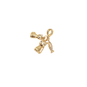 GATITOS Y SU PESCADO | Charm - chico | Laminado en oro