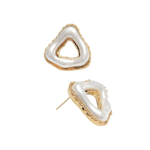 TRIANGULARES APERLADOS   |   Aretes pegaditos gruesos - Grandes    |    Laminado en oro