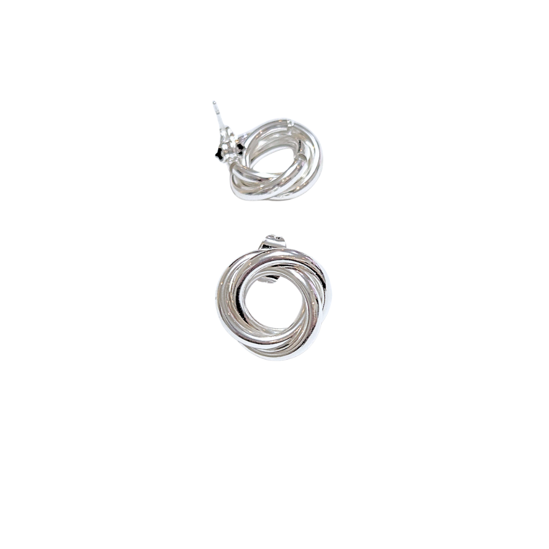 NUDOS ABIERTOS PLATEADOS | Aretes pegaditos - medianos | Baño de rodio - Imagen 4