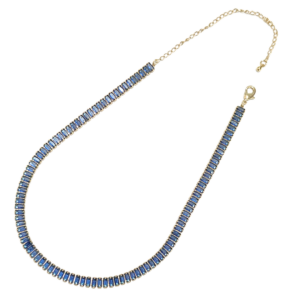 COLLAR DE PIEDRAS AZUL MARINO | Collar corto de 43 cm + 10 cm de extensor | Laminado en oro