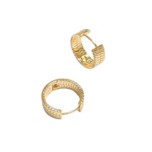 RALLADOS DORADOS G | Aretes huggies tipo arracadas - Grandes | Laminado en oro