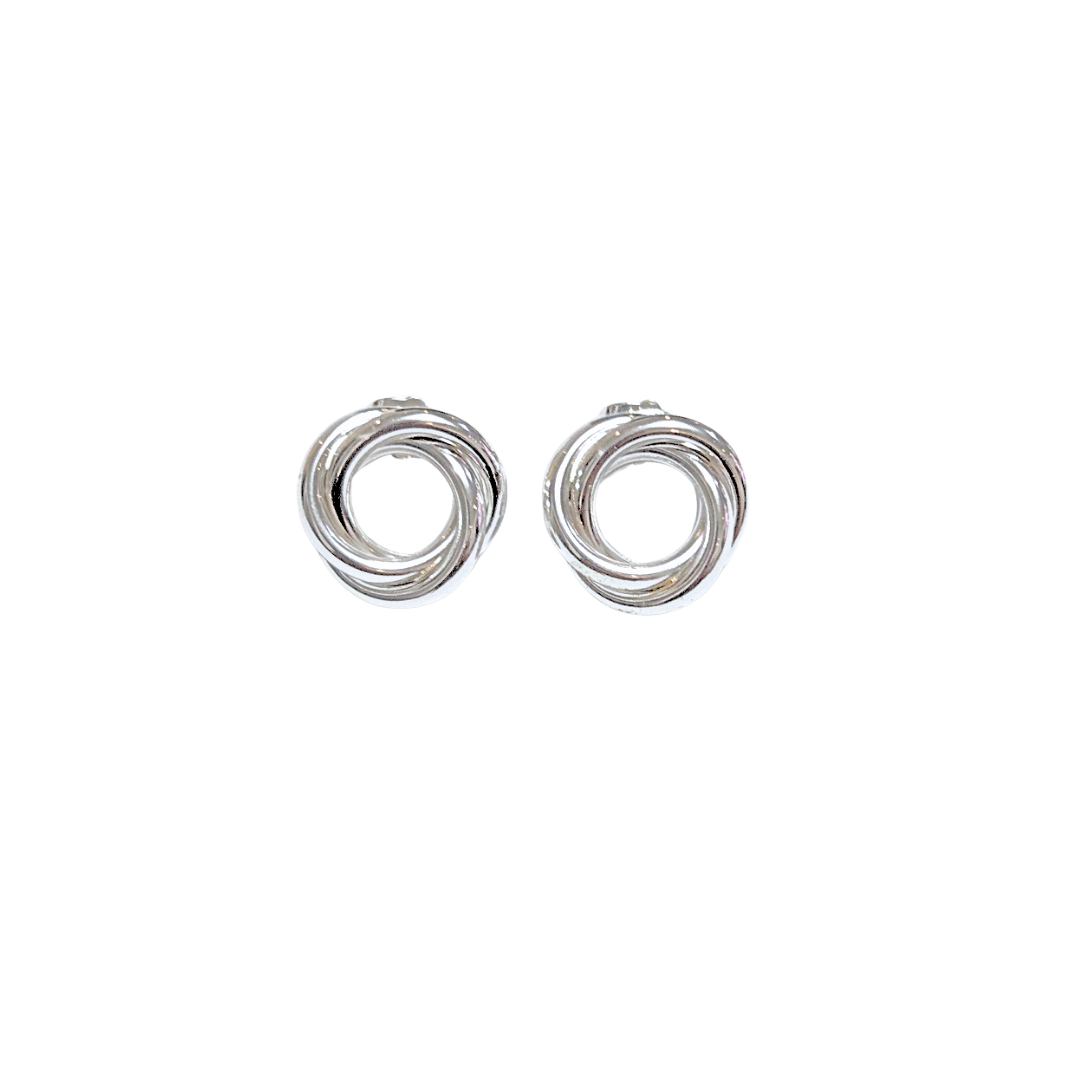 NUDOS ABIERTOS PLATEADOS | Aretes pegaditos - medianos | Baño de rodio