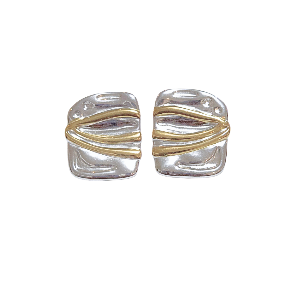 BLOQUE BICOLOR RECTANGULAR | Aretes - Grandes | Acero inoxidable - Imagen 2