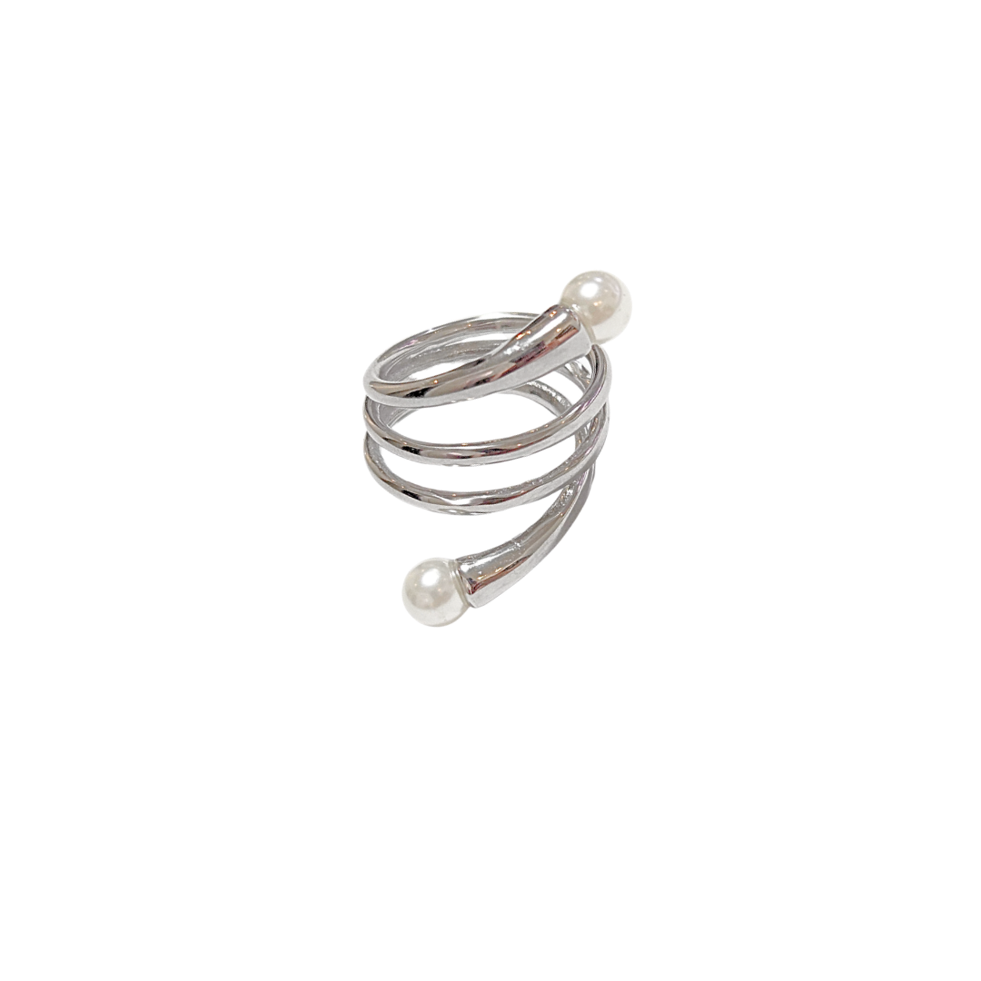 ESPIRAL PLATEADO | Anillo ancho - No. 8 | Acero inoxidable