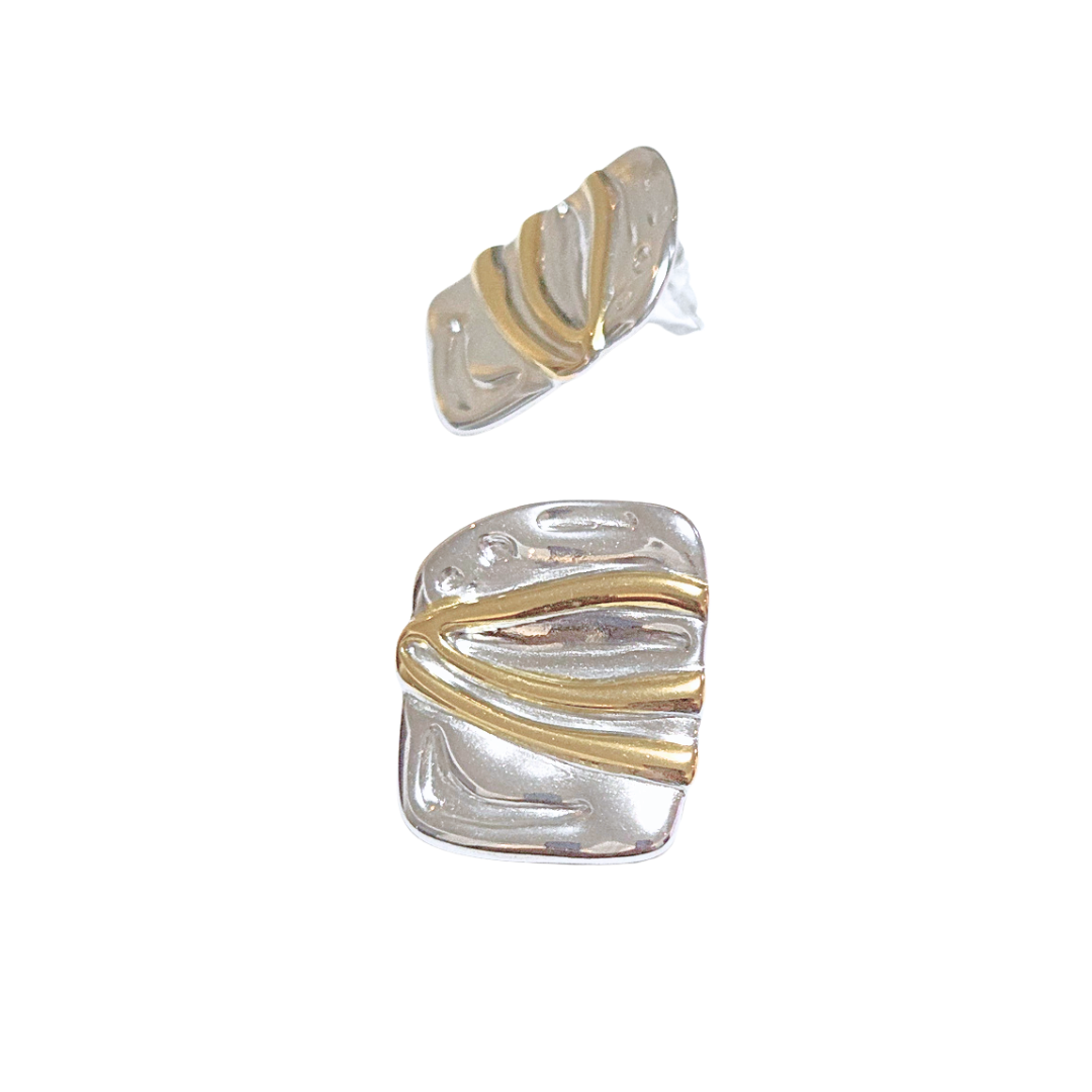 BLOQUE BICOLOR RECTANGULAR | Aretes - Grandes | Acero inoxidable - Imagen 3