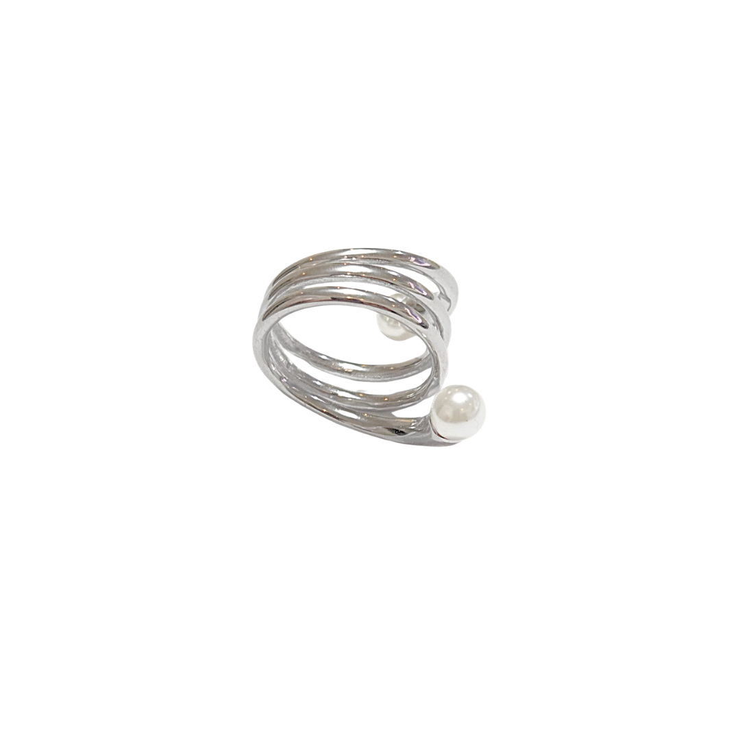 ESPIRAL PLATEADO | Anillo ancho - No. 8 | Acero inoxidable - Imagen 2