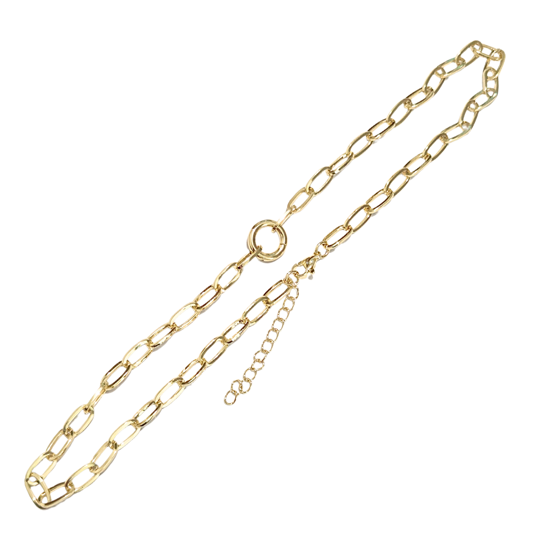SALIM CON PORTA DIJES DE ARO | Collar corto - 45 cm de largo + 10 cm de extensión | Laminado en oro - Imagen 4