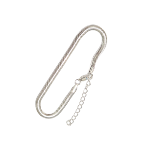 SILI PLANA PLATEADA | Pulsera plana - Talla M - 20 cm de largo + 5 cm de extensión, aprox. | Baño de rodio