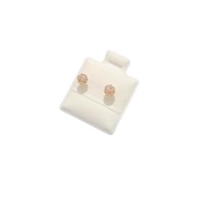 BOLITAS DORADAS CON PIEDRAS ROSAS | Aretes tipo broquel - Chico | Laminado en oro