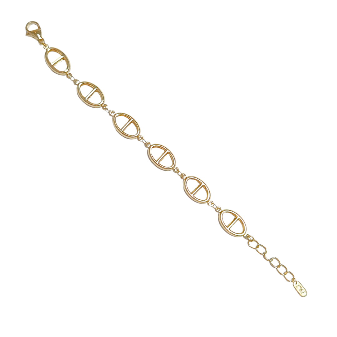 TAP OVALADA Y DELGADA | Pulsera ligera - 19 cm de largo + 5 cm de extensión | Laminado en oro - Imagen 2