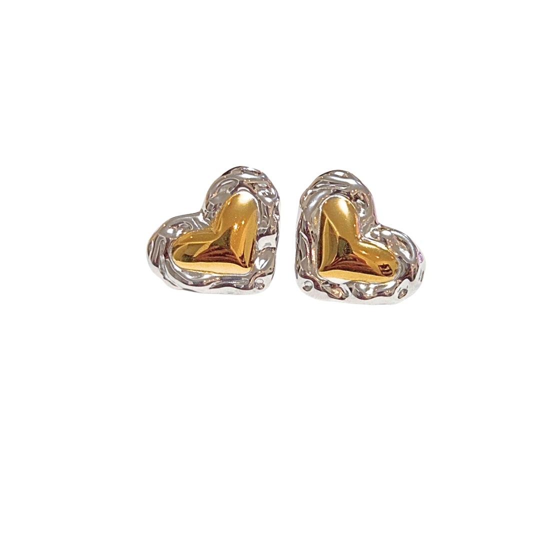 CORAZONES BI-COLOR | Aretes ligeros - medianos | Acero inoxidable - Imagen 3