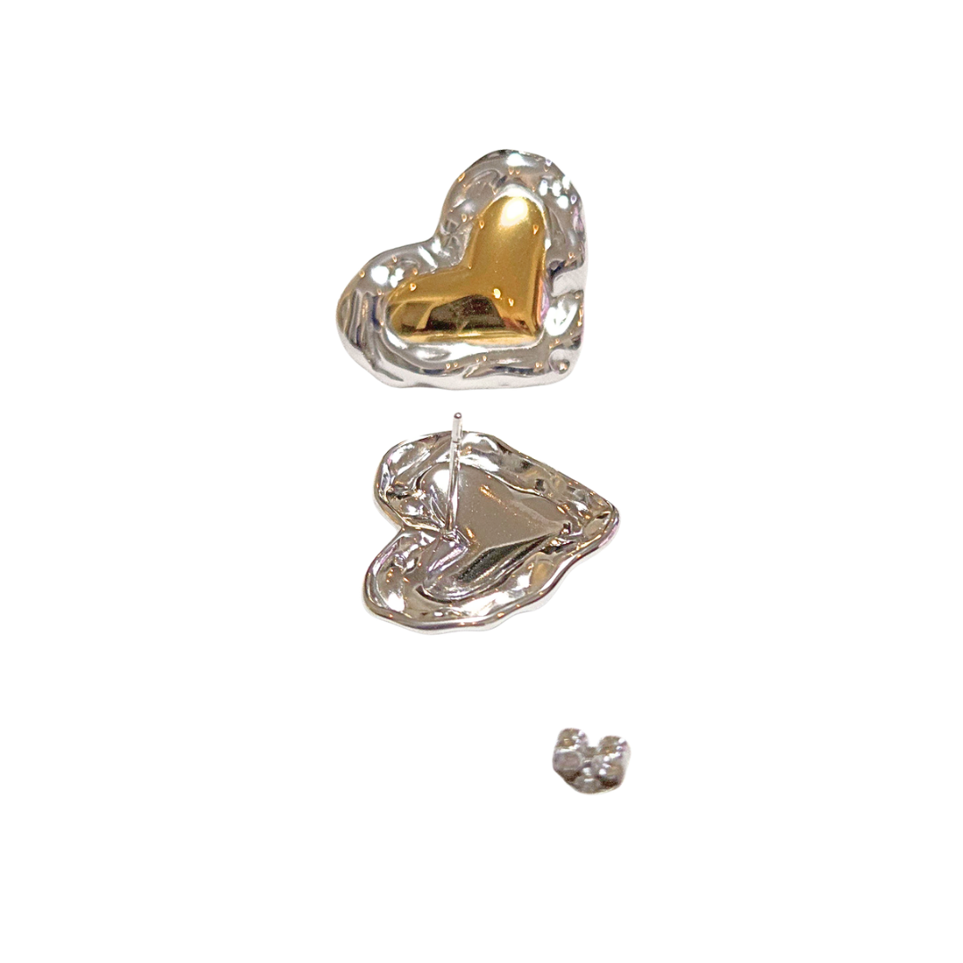 CORAZONES BI-COLOR | Aretes ligeros - medianos | Acero inoxidable - Imagen 2