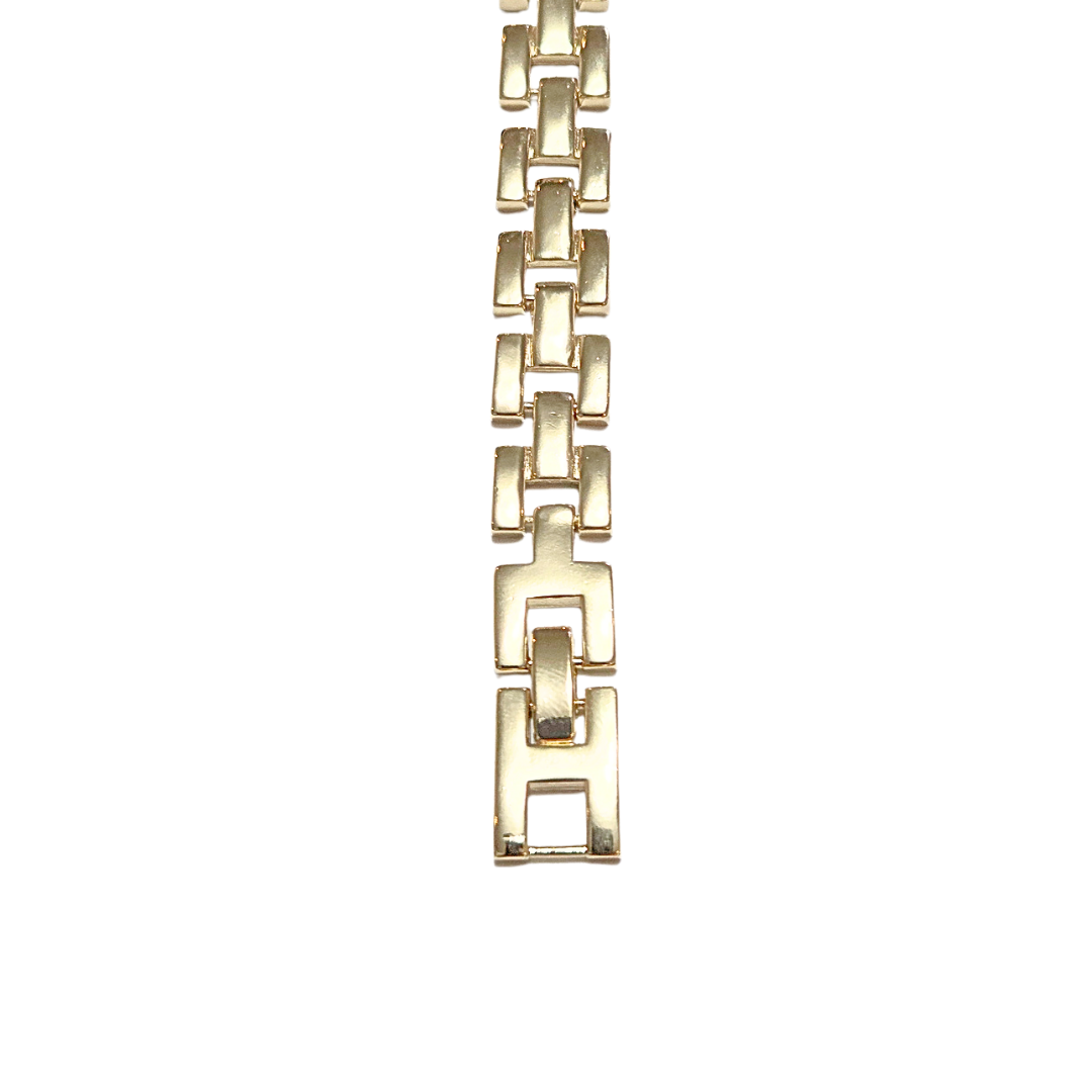 ALIMA PLANA | Pulsera ancha - 20 cm de largo de broche desmontable para hacerla de 18 cm. | Laminado en oro - Imagen 4