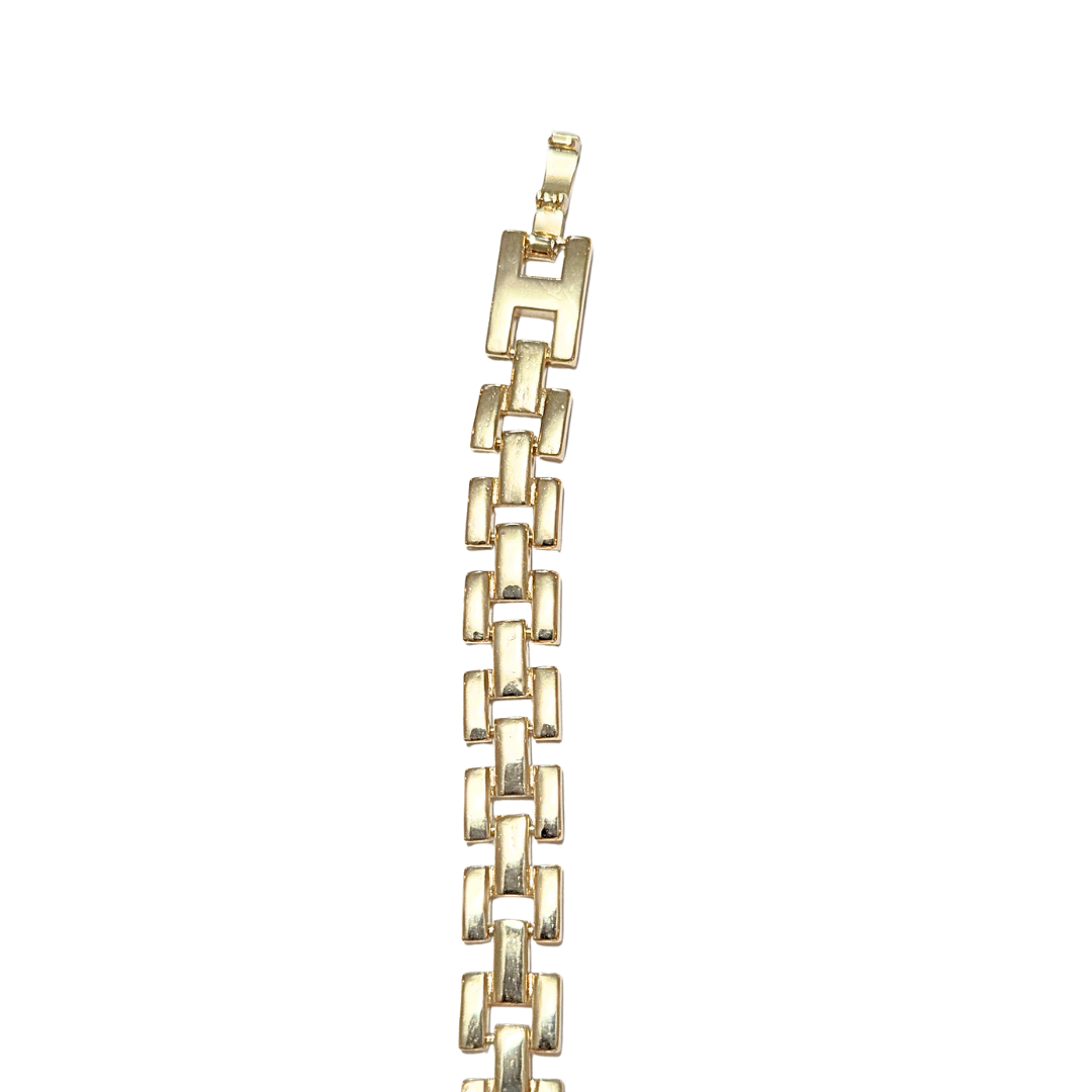ALIMA PLANA | Pulsera ancha - 20 cm de largo de broche desmontable para hacerla de 18 cm. | Laminado en oro - Imagen 3