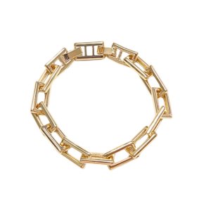 LUA RECTANGULAR | Pulsera gruesa de eslabones rectangulares - Broche desmontable de 19 a 17 cm de largo | Laminado en oro