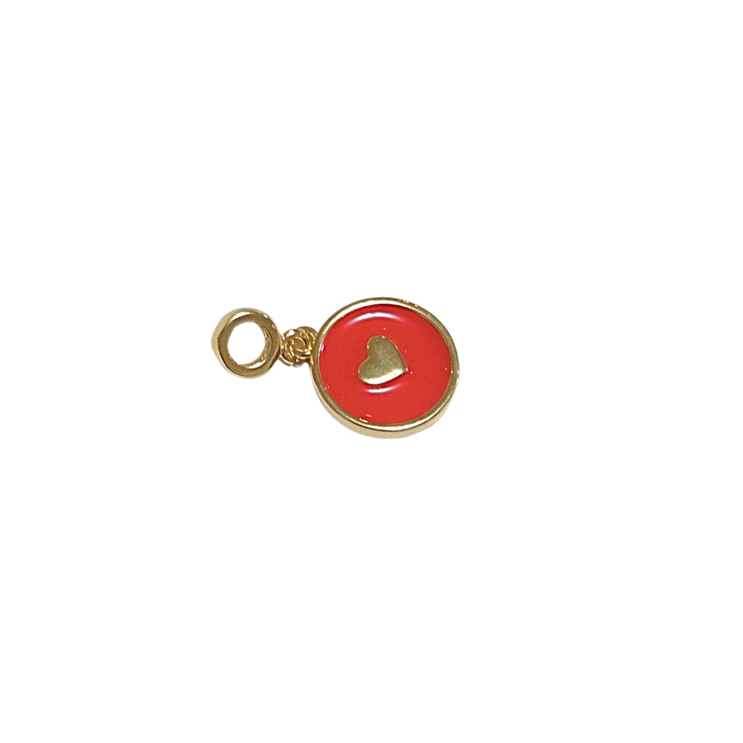 MEDALLA ROJA CON CORAZÓN | Charm - chico | Laminado en oro - Imagen 2