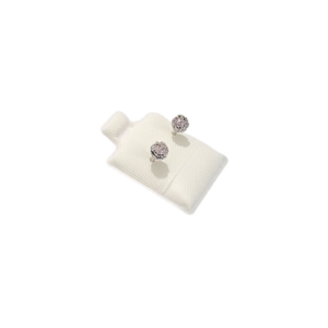 BOLITAS PLATEADAS CON PIEDRAS ROSAS | Aretes tipo broquel - Chico | Baño de rodio