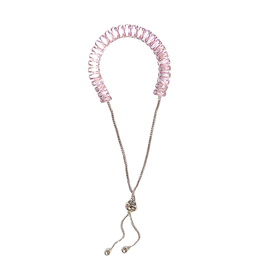 PULSERAS DE PIEDRAS ROSA PÁLIDO | Pulsera ajustable - Unitalla | Laminado en rodio - Imagen 2