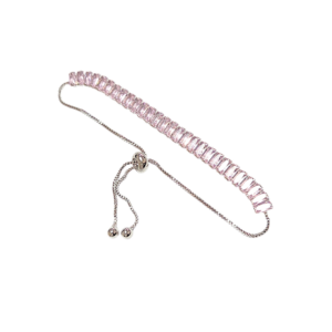 PULSERAS DE PIEDRAS ROSA PÁLIDO | Pulsera ajustable - Unitalla | Laminado en rodio