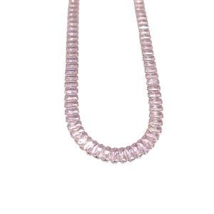 COLLAR DE PIEDRAS ROSA PÁLIDO | Collar corto de 43 cm + 10 cm de extensor | Laminado en rodio