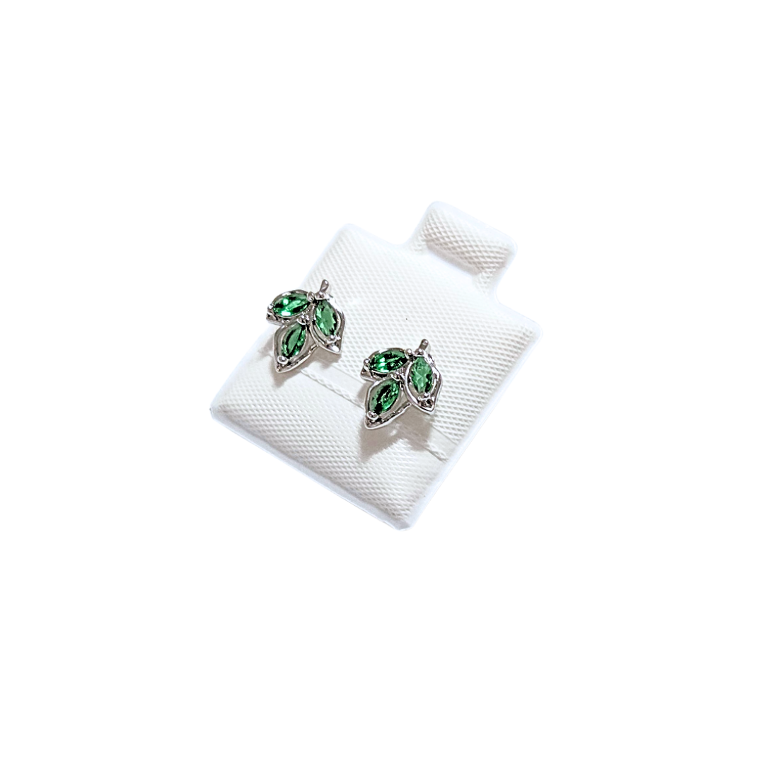 HOJITAS DE CEDRO PLATEADAS | Aretes tipo broquel - Chicos | Laminado en rodio - Imagen 2