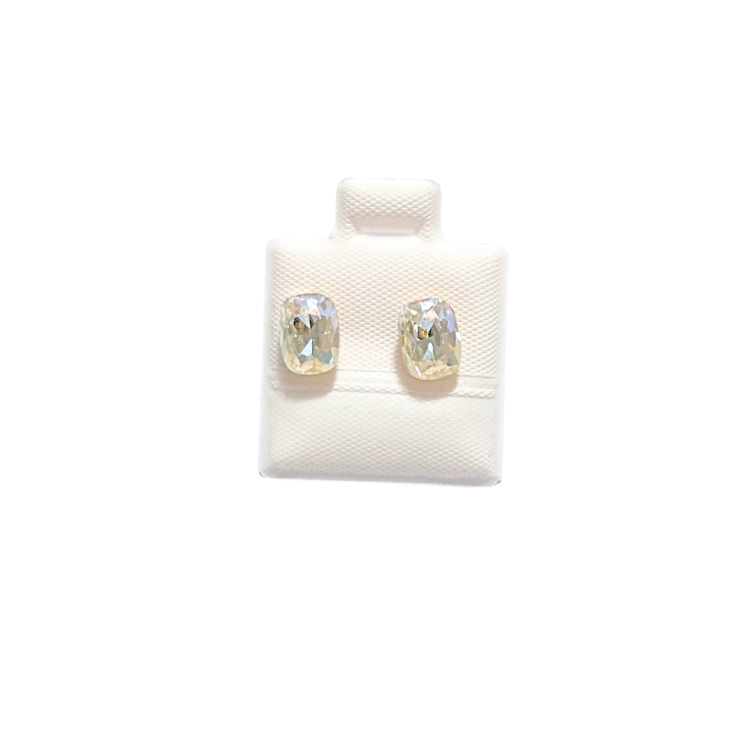 PIEDRAS RECTANGULARES TRANSPARENTES | Aretes pegaditos - Chicos | Laminado en oro