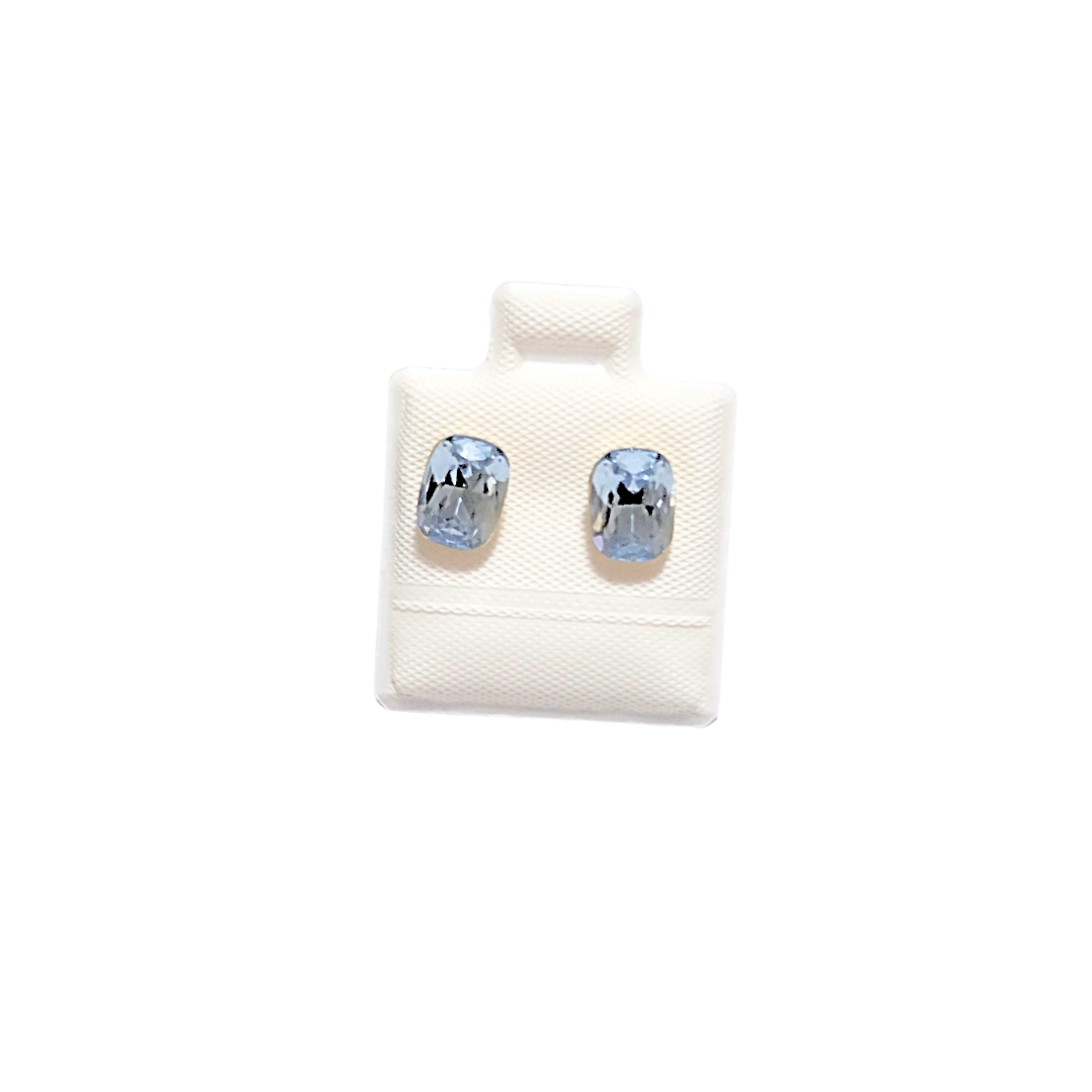 PIEDRAS RECTANGULARES AZUL PÁLIDO | Aretes pegaditos - Chicos | Laminado en oro - Imagen 3