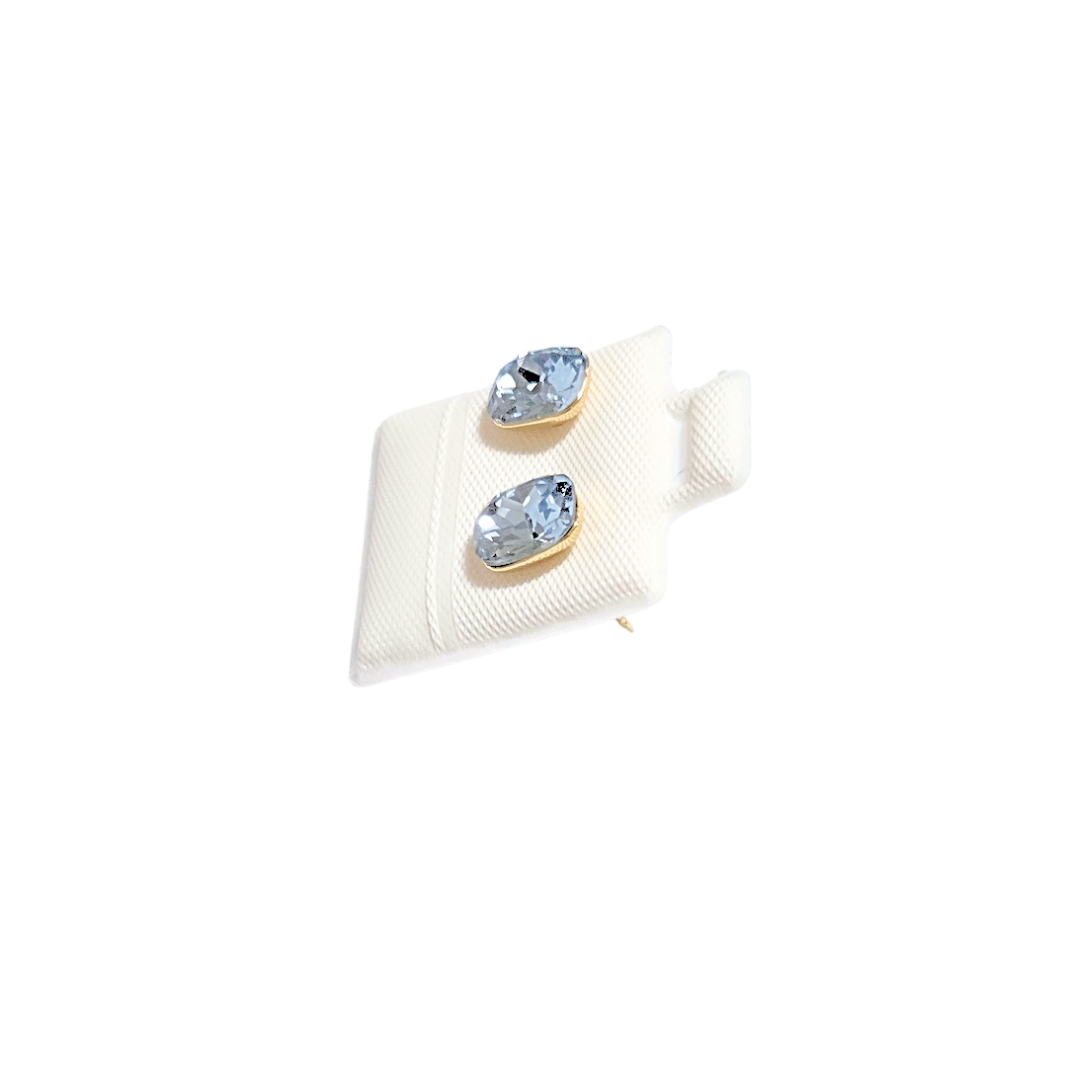 PIEDRAS RECTANGULARES AZUL PÁLIDO | Aretes pegaditos - Chicos | Laminado en oro - Imagen 2
