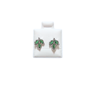 HOJITAS DE CEDRO PLATEADAS | Aretes tipo broquel - Chicos | Laminado en rodio