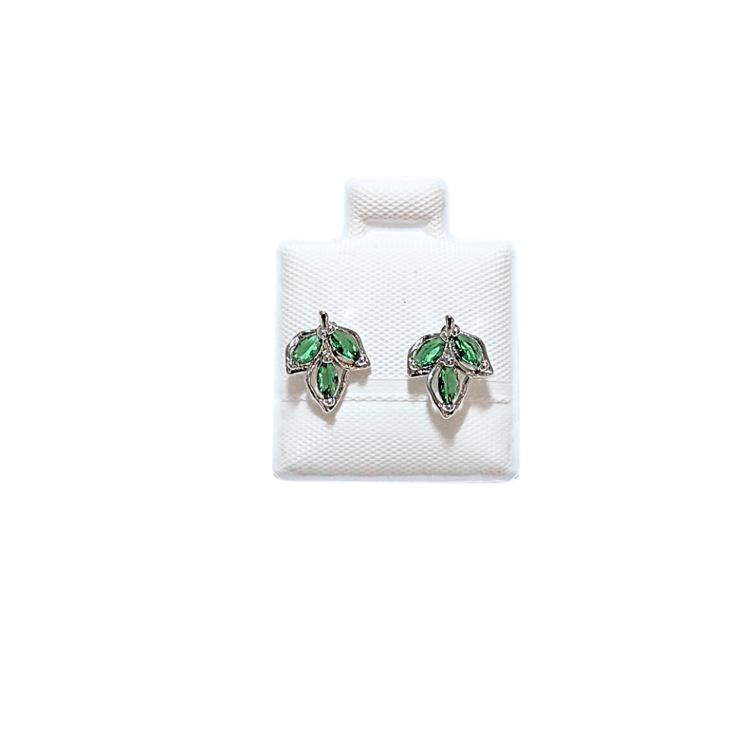 HOJITAS DE CEDRO PLATEADAS | Aretes tipo broquel - Chicos | Laminado en rodio