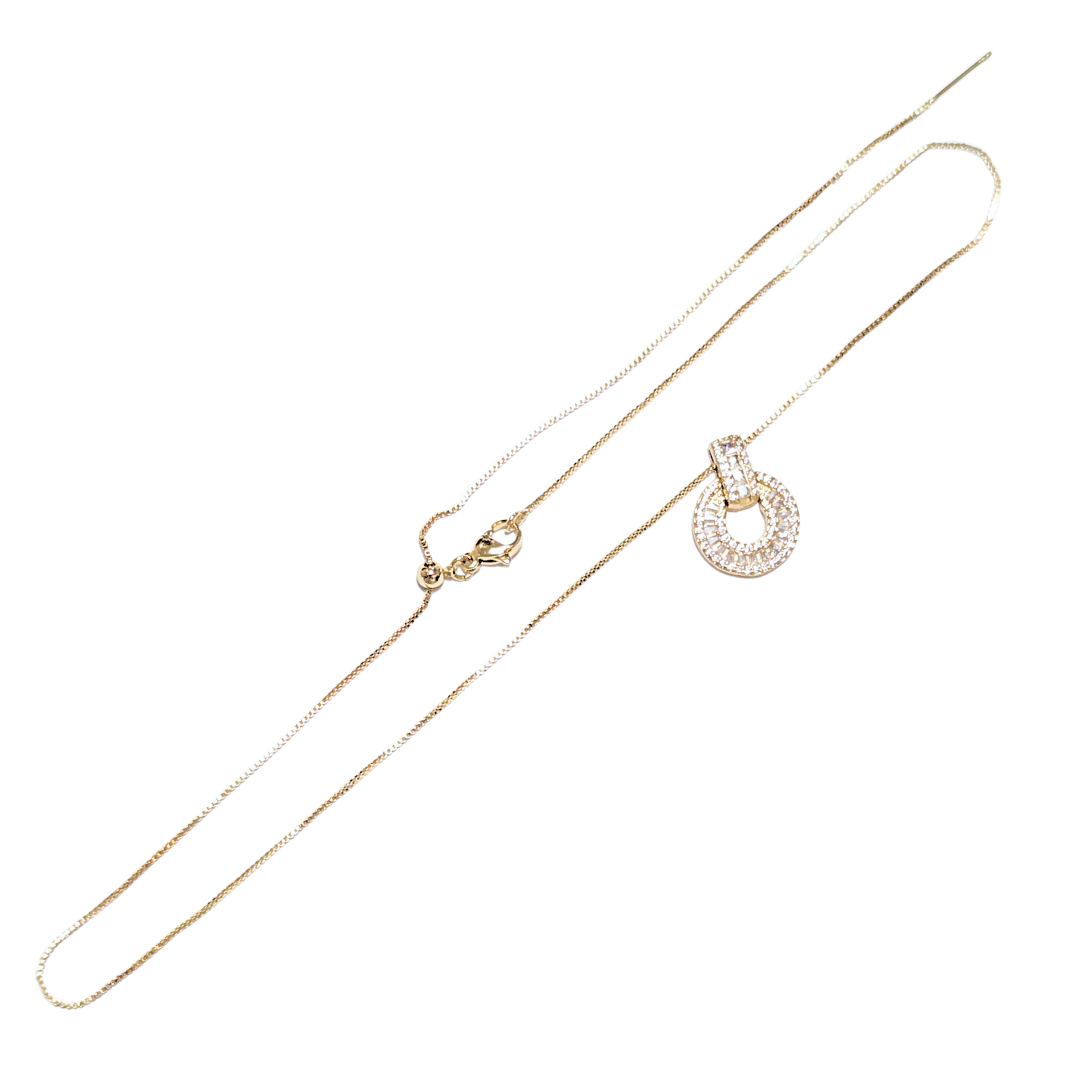ELLEN BRILLANTE | Collar cadena ajustable y dije mediano - 45 cm de largo y dije mediano | Laminado en oro - Imagen 2