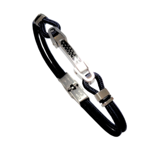 PLANI NEGRA CON BARRA   |   Pulsera - Mediana   |    Acero inoxidable e hilo