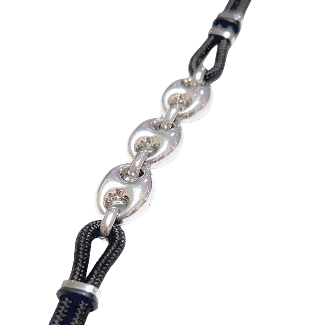 ULA NEGRA CON BOTONES | Pulsera - Mediana | Acero inoxidable e hilo