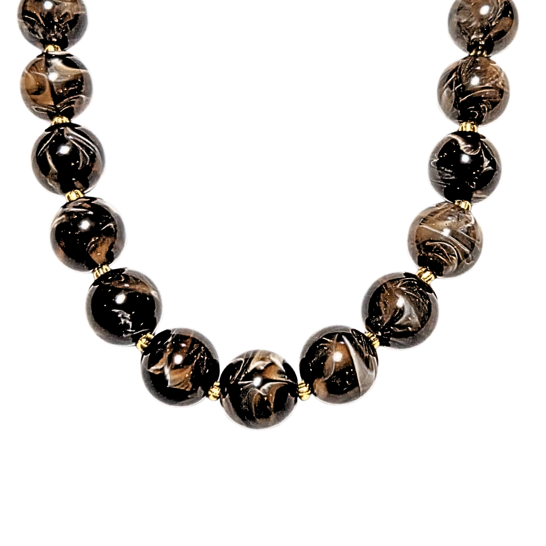 Café con crema | Collar estilo chicle bomba - Corto y grueso | Acrílico con broche de acero - Imagen 3