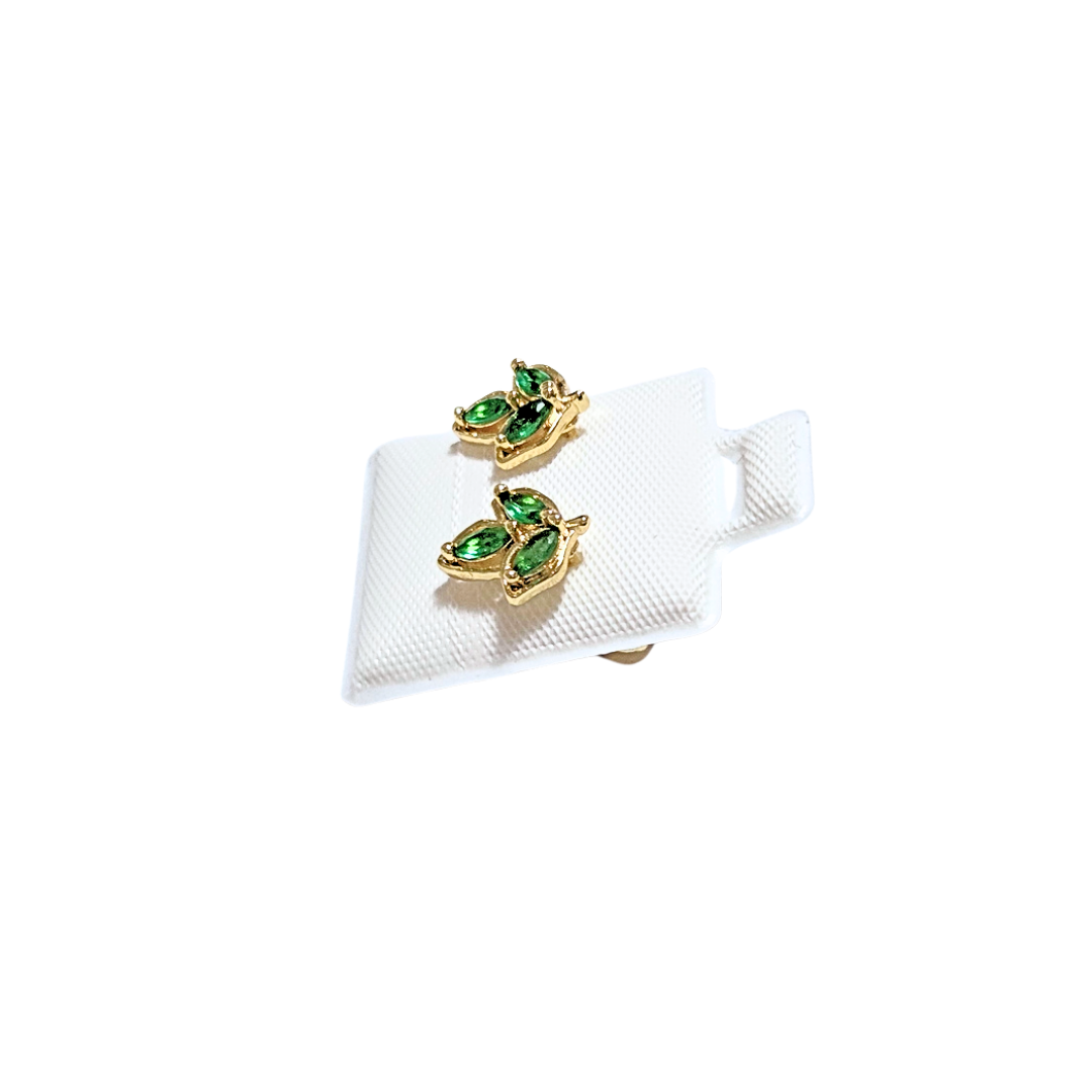 HOJITAS DE CEDRO DORADAS | Aretes tipo broquel - Chicos | Laminado en oro