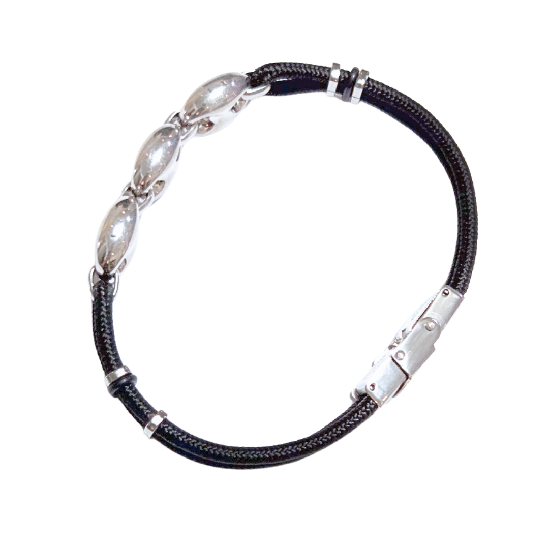 ULA NEGRA CON BOTONES | Pulsera - Mediana | Acero inoxidable e hilo - Imagen 2