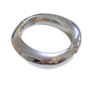 SEMI CIRCULAR PLATEADA | Pulsera brazalete chunky - Talla Grande | Acero inoxidable
