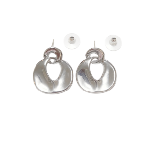 DOBLES CIRCULARES PLATEADOS    |   Aretes pegaditos colgantes - Grandes    |    Baño de rodio