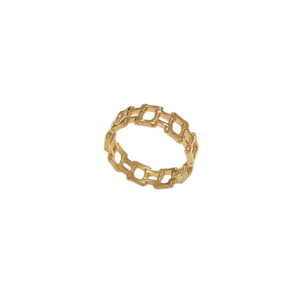CUADRITOS DORADOS    |   Anillo delgado ajustable - No 9 aprox.   |   Acero inoxidable