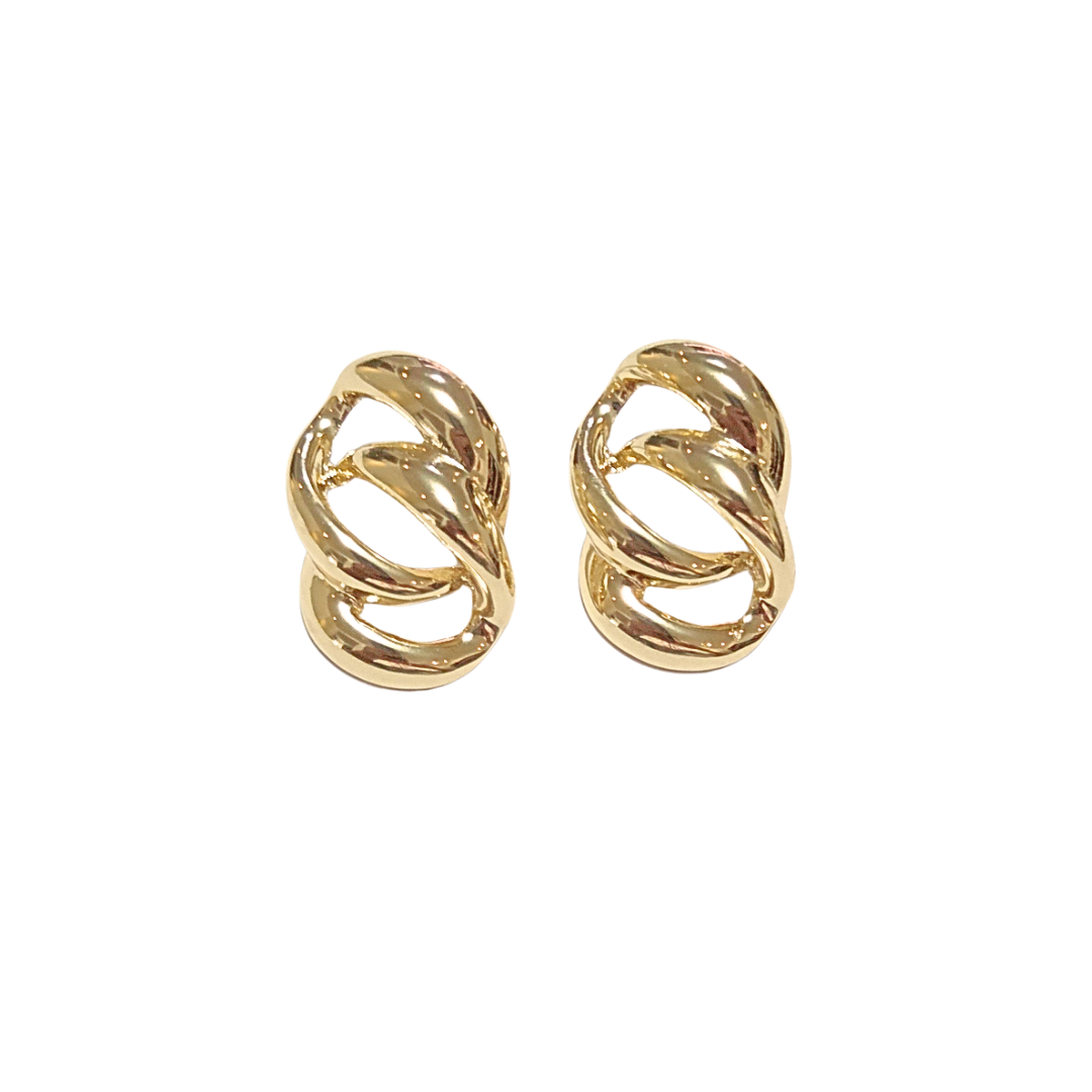 OVALADOS & TRENZADOS DORADOS | Aretes pegaditos - Medianos | Laminado en oro - Imagen 3