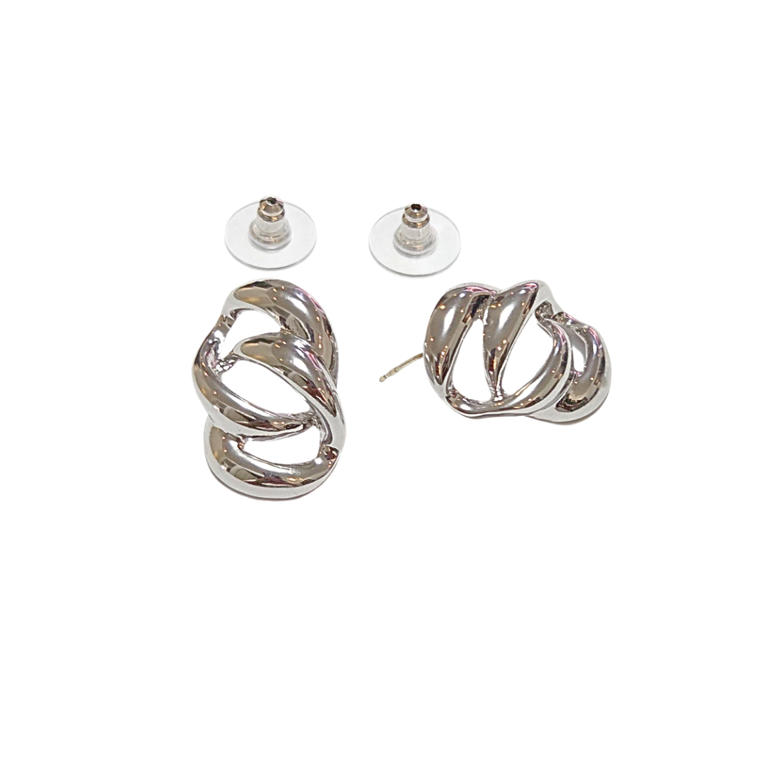 OVALADOS & TRENZADOS PLATEADOS | Aretes pegaditos - Medianos | Baño de rodio - Imagen 3