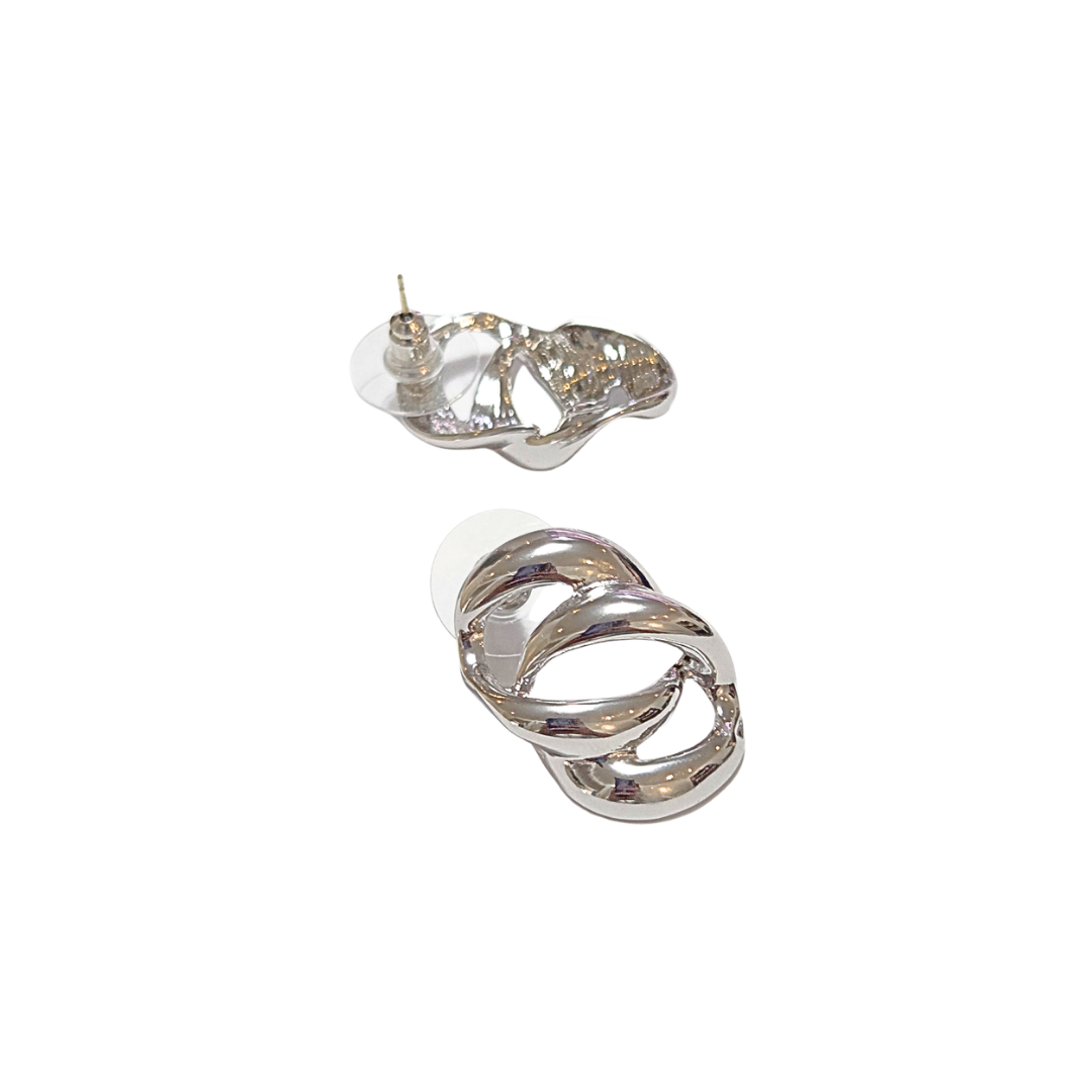 OVALADOS & TRENZADOS PLATEADOS | Aretes pegaditos - Medianos | Baño de rodio - Imagen 2